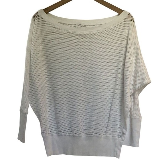 Evereve x Michael Stars Women's Mesh Dolman Sleeve Top Shirt Size S White Disco - Picture 1 of 9